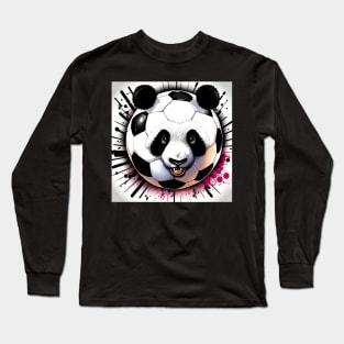 Soccer Ball Panda Face - Soccer Futball Football - Graphiti Art Graphic Paint Long Sleeve T-Shirt